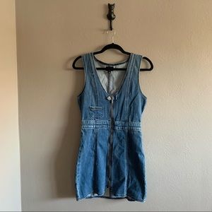 NWOT True Religion denim sleeveless mini zip up dress